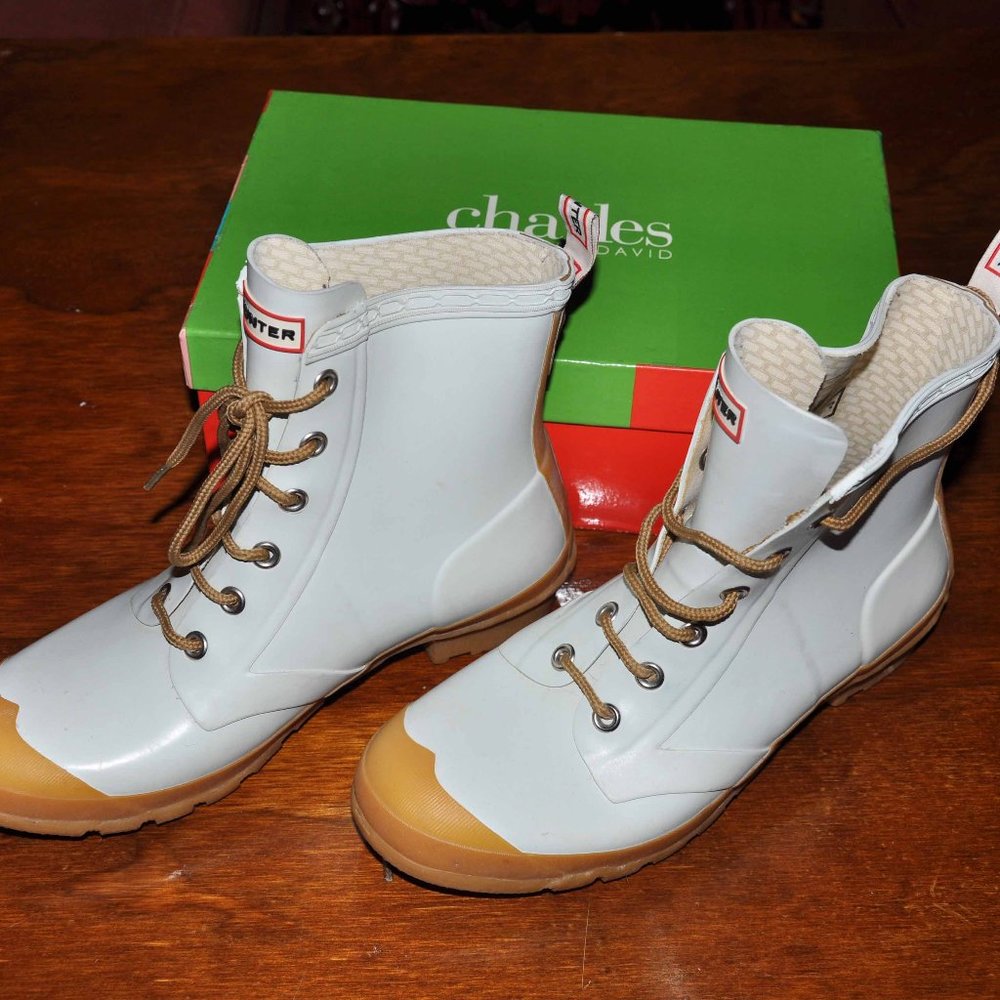 Charles by Charles David White & Mustard Tie Weatherproof Boots